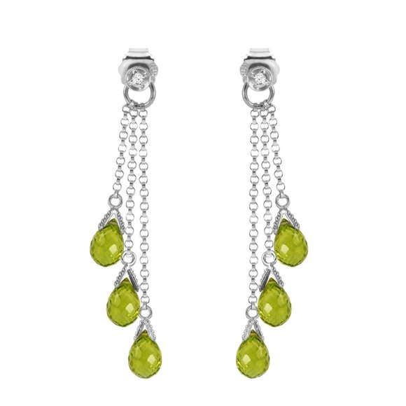 14K GOLD CHANDELIERS EARRING W DIAMONDS & PERIDOTS - Picture 8 of 10